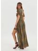 Flounce Sleeve, Shorts Detailed Petrol Women's Bohemian Jumpsuit 4487